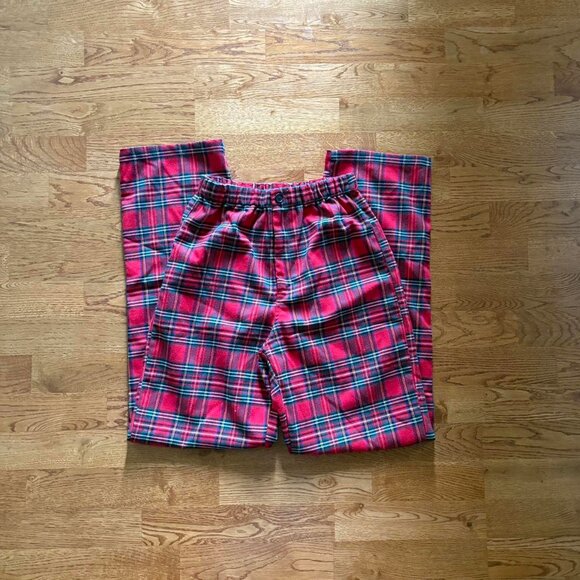 Brandy Melville Pants - Brandy Melville Tilden Red Plaid Pants Flannel Tartan Button Straight Leg OS